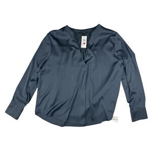Banana Republic Satin V-Neck Blouse Blue Size L
